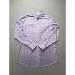 Charles Tyrwhitt Dress Shirt Mens 16.5 36/37 Purple Check Slim Fit Non Iron